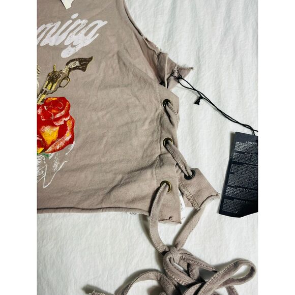 NWT Forever 21 Dreaming Ride On Side Tie Crop Tank Large Motorcycle Biker - Picture 3 of 7